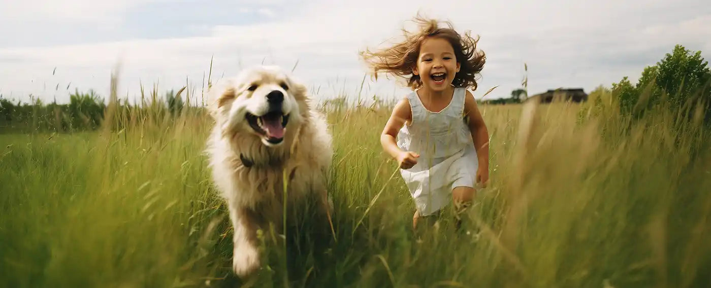 little girl with dog