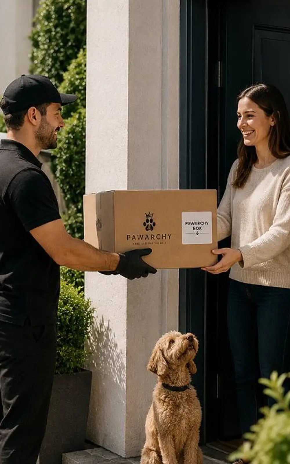 Express courier delivers the Pawarchy box to the customer